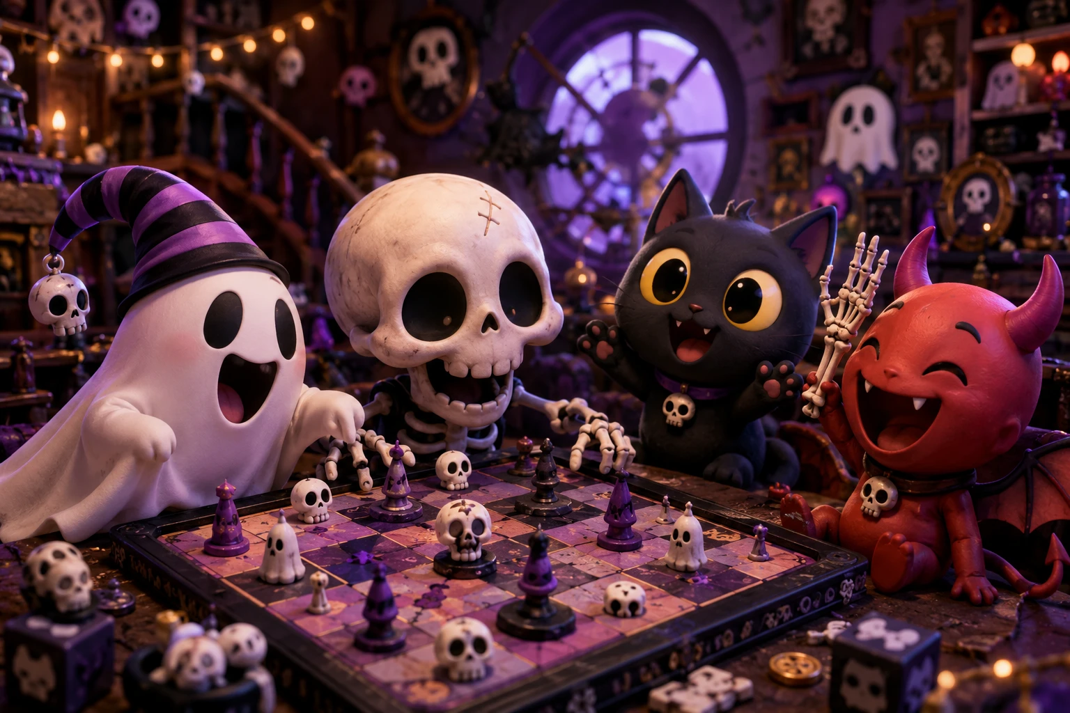 Playful 3D cat in a surreal and quirky fantasy world