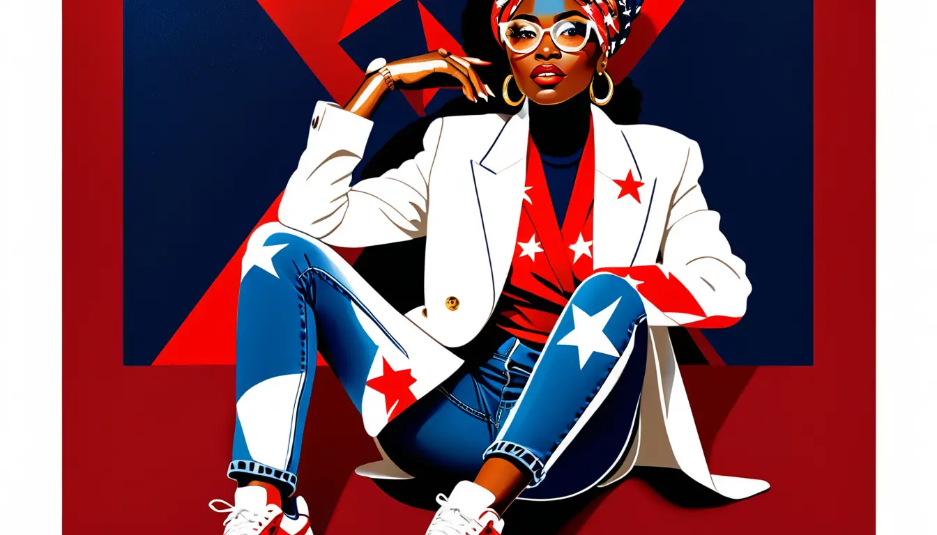 Juneteenth fashion poster of a confident seated woman
