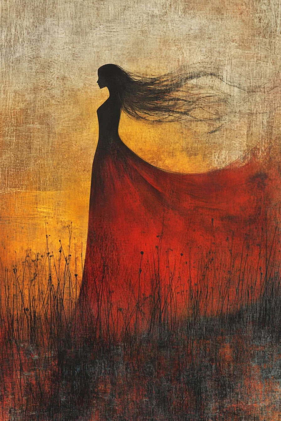 Surreal guiding spirit glowing with warm healing light
