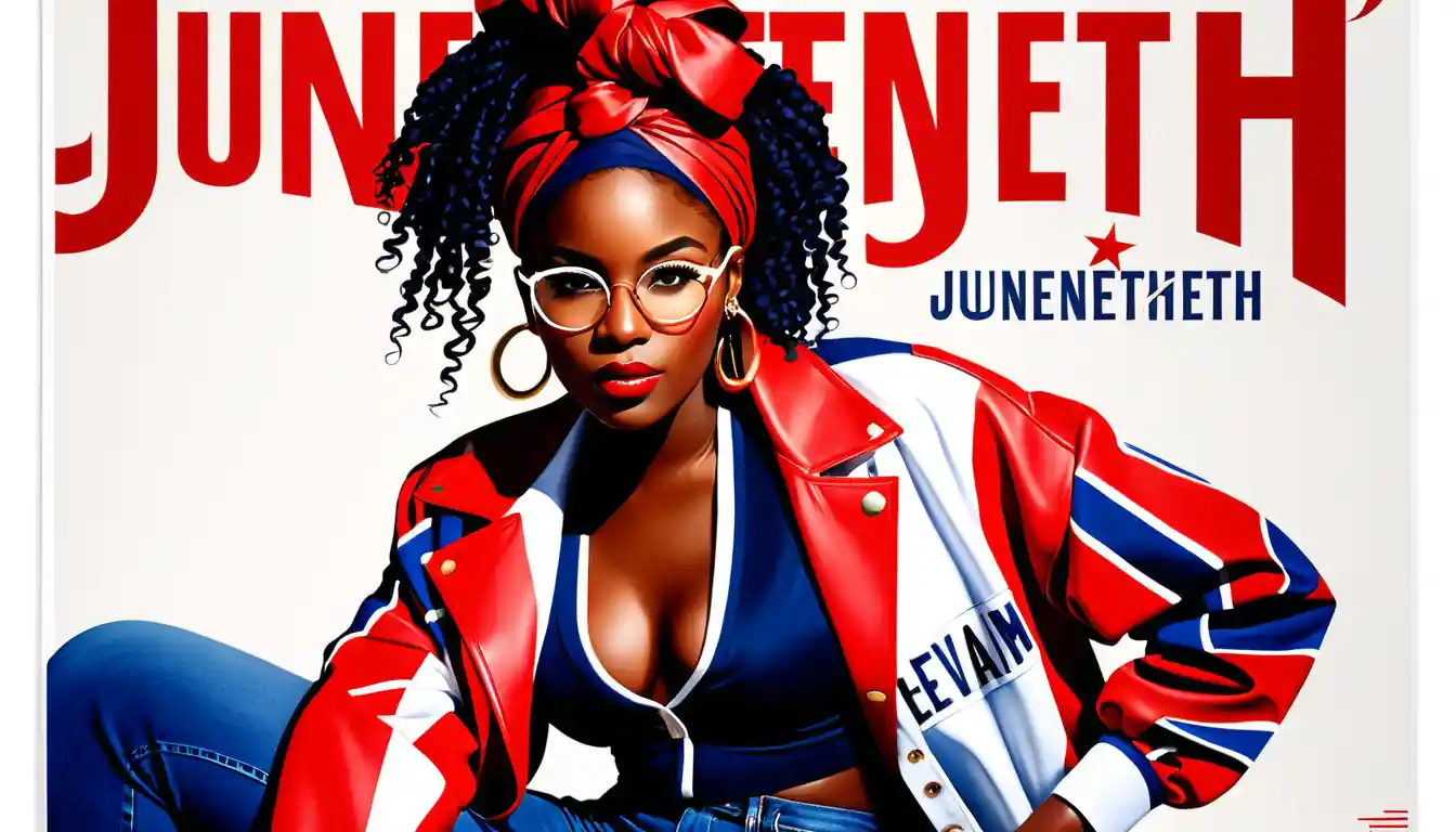 Confident black woman in Juneteenth fashion poster art