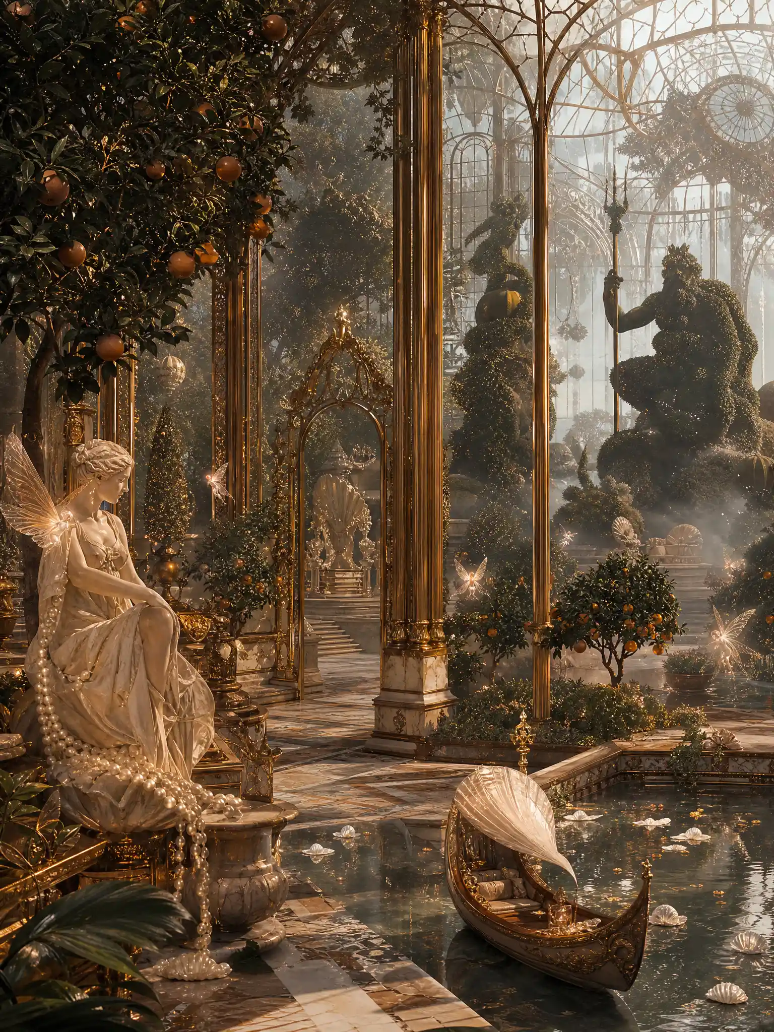 Fantasy palace orangerie with baroque fairytale atmosphere