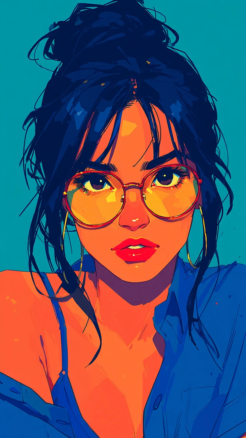 Chica ilustrada con gafas y estilo moderno de grafiti
