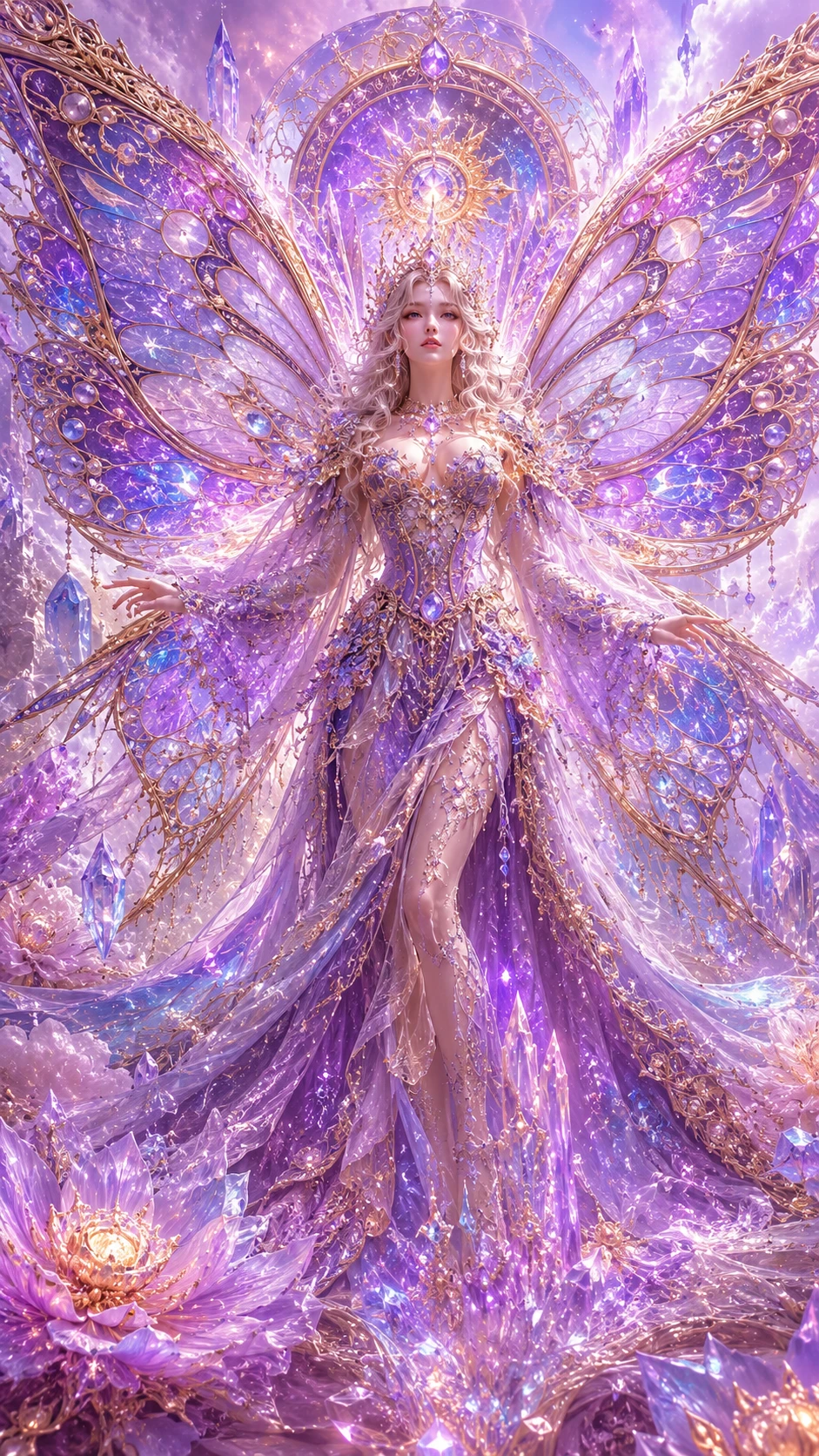 Majestic fairy empress with celestial butterfly wings