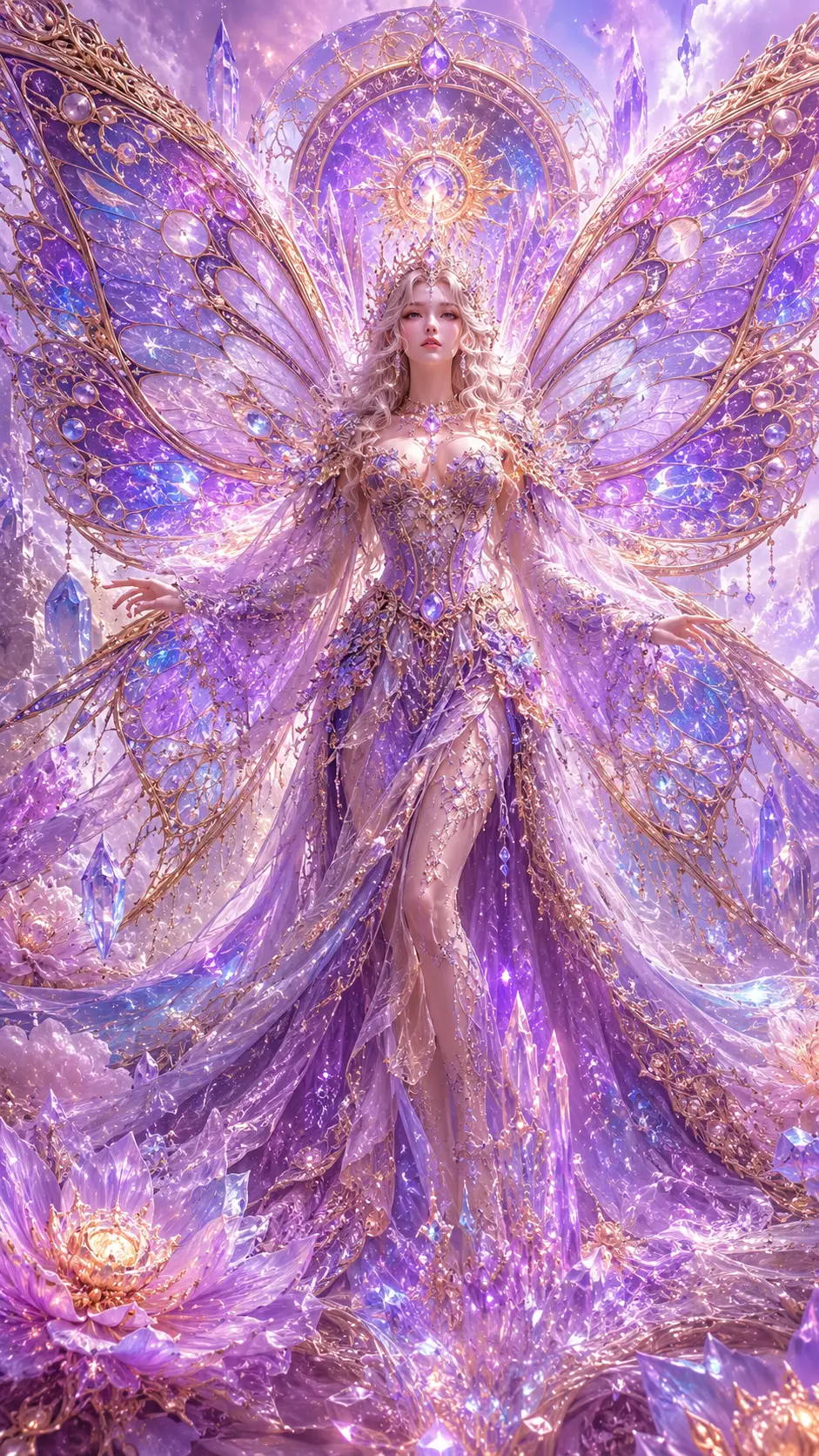 Majestic fairy empress with celestial butterfly wings