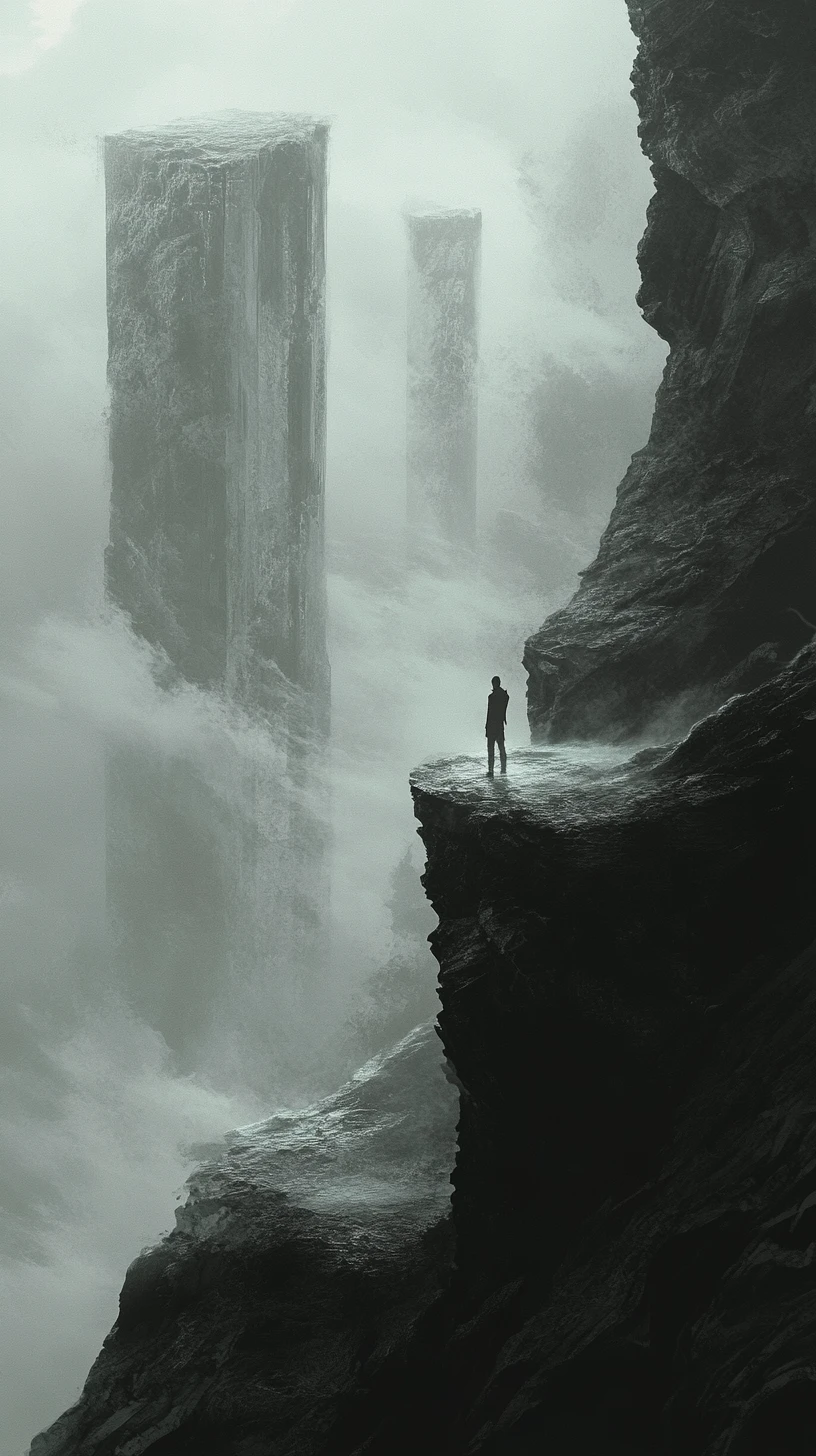 Explorer Mapping A Shifting Fog Landscape With Glowing Ink