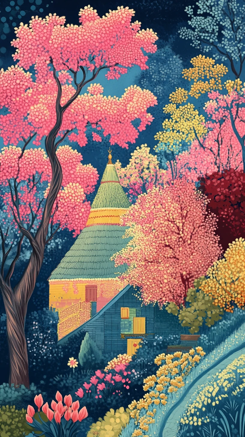 Diva de fantasía Baba Yaga en vibrante ilustración de anime