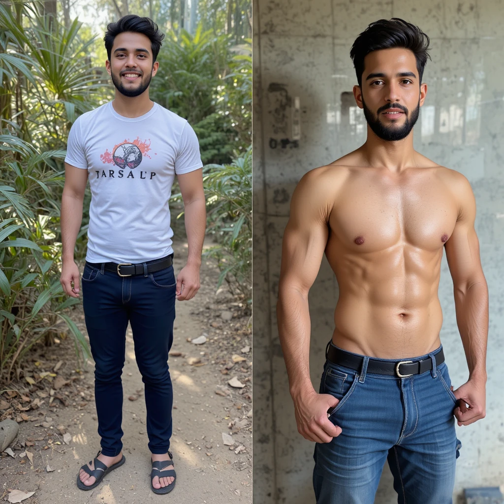 Giovane magro che sogna un corpo più forte e sano