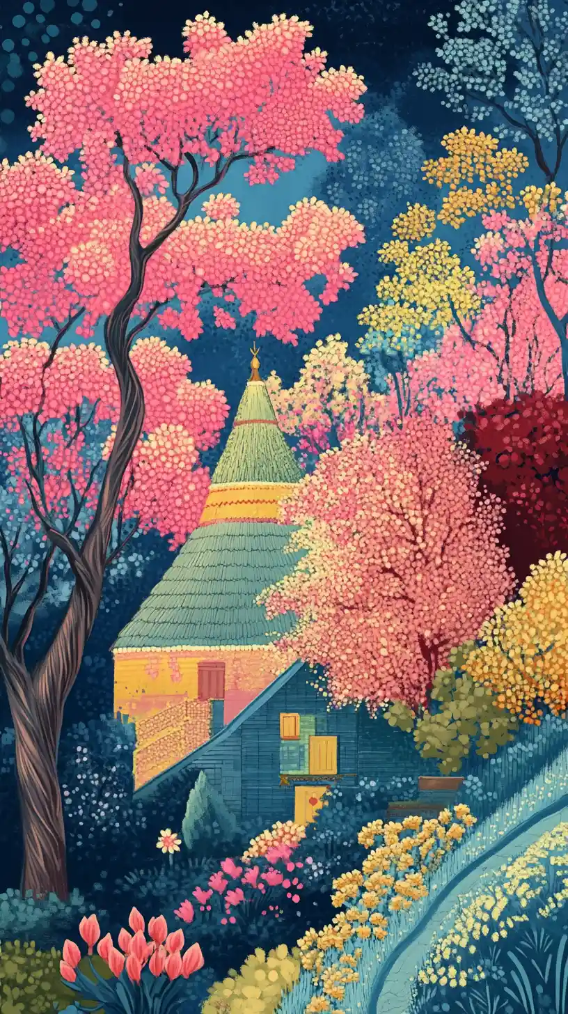 Diva de fantasía Baba Yaga en vibrante ilustración de anime