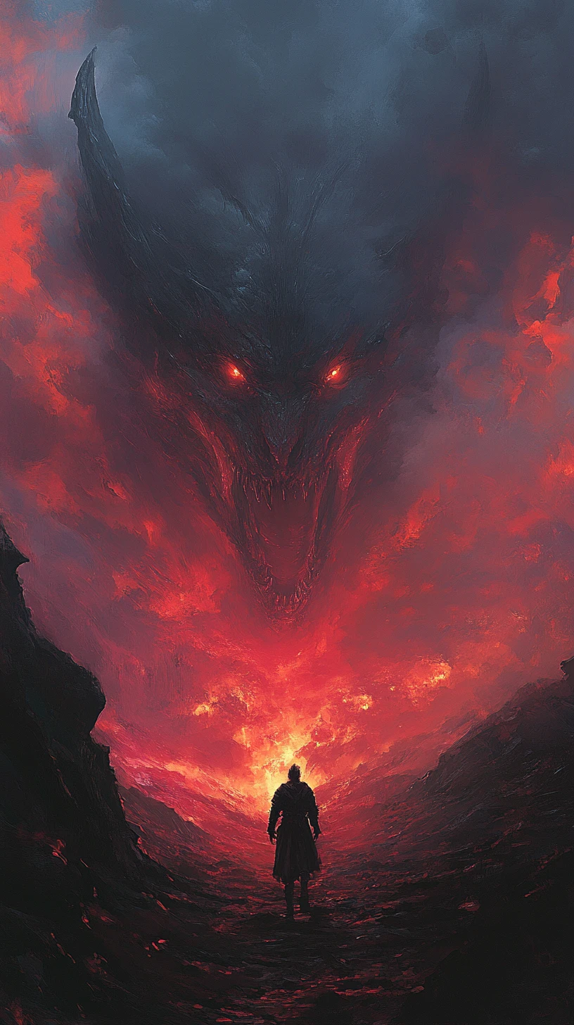 Anime sand worm rising in a vast fantasy desert
