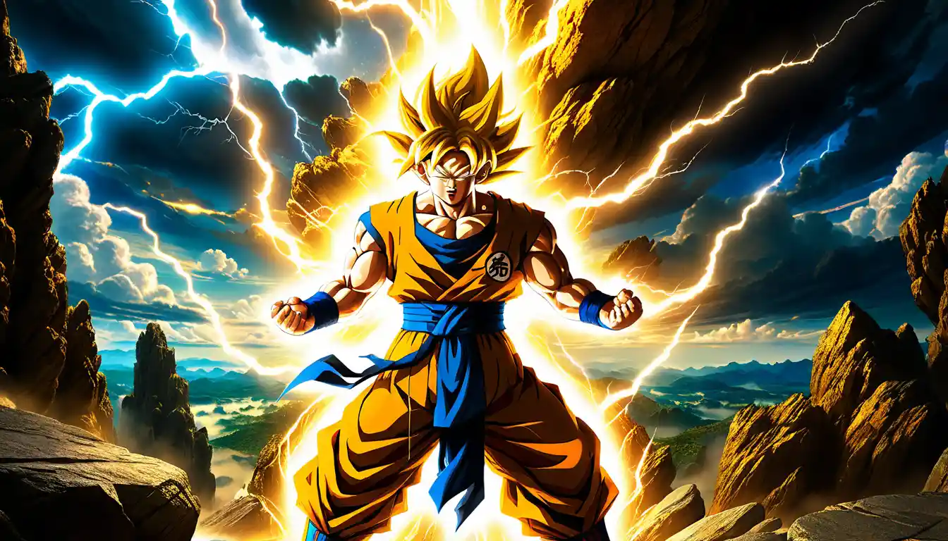 Warrior with golden hair in a stormy fantasy battle