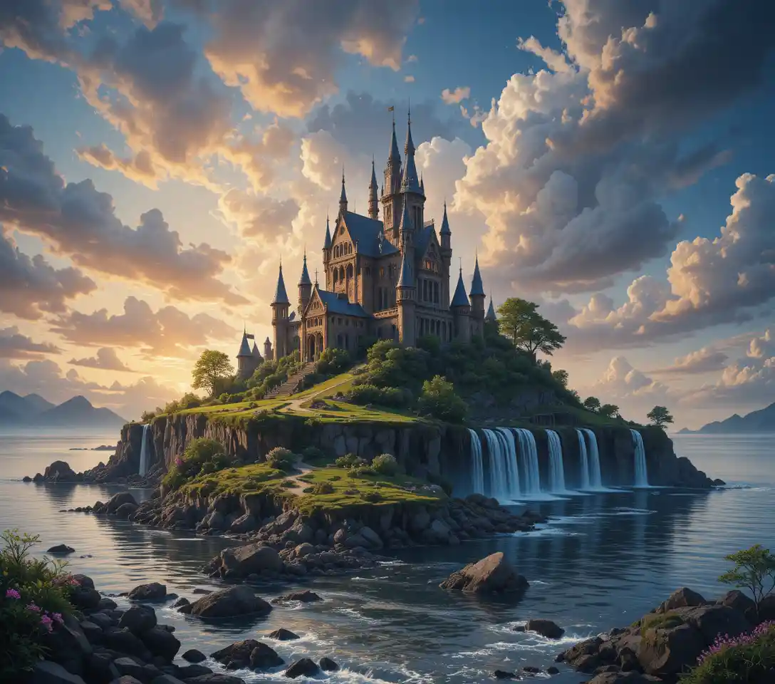 Melancholic dream world beside dark and sorrowful streams