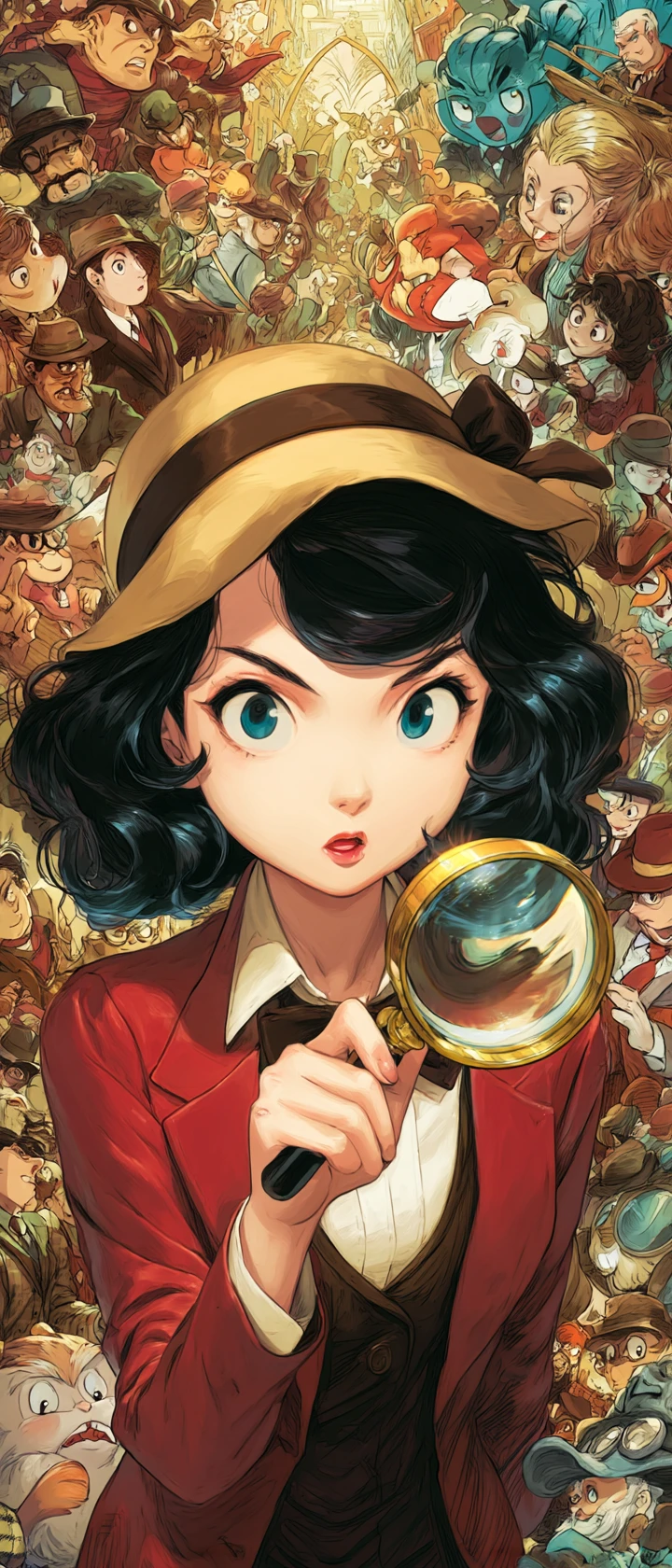 Anime girl detective revealing chaotic rubberhose underworld