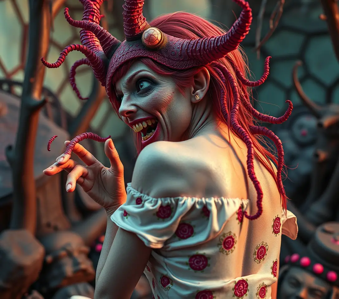 Figura de Venus surreal popsurrealista en escena de terror cómico