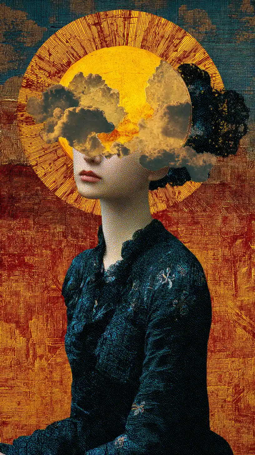 Surreal vintage collage expressing personal happiness and joy