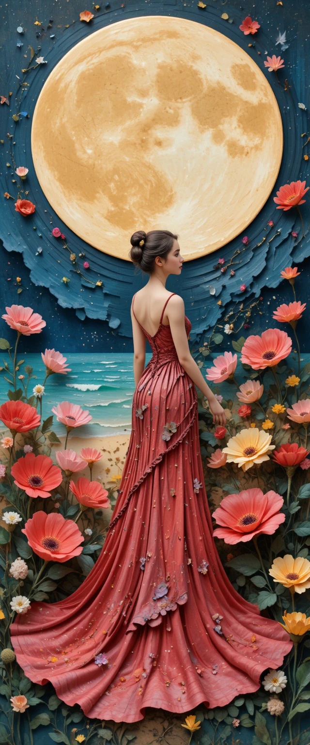 Fairy like woman peeking around a garden corner