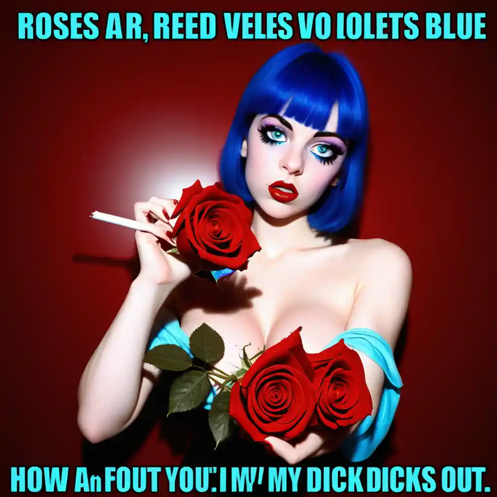 Red roses and blue violets in a simple scene