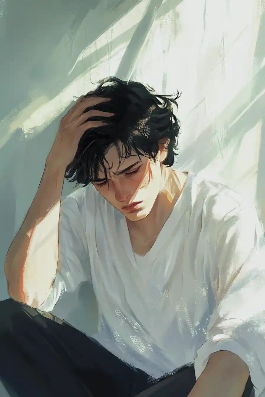 Tired and lonely person in a quietly introspective mood