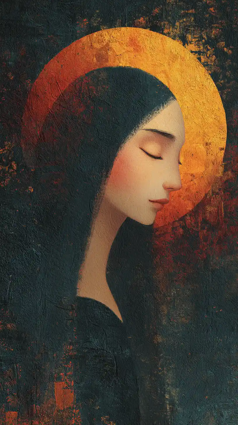Hopeful surreal soul glowing in warm radiant colors