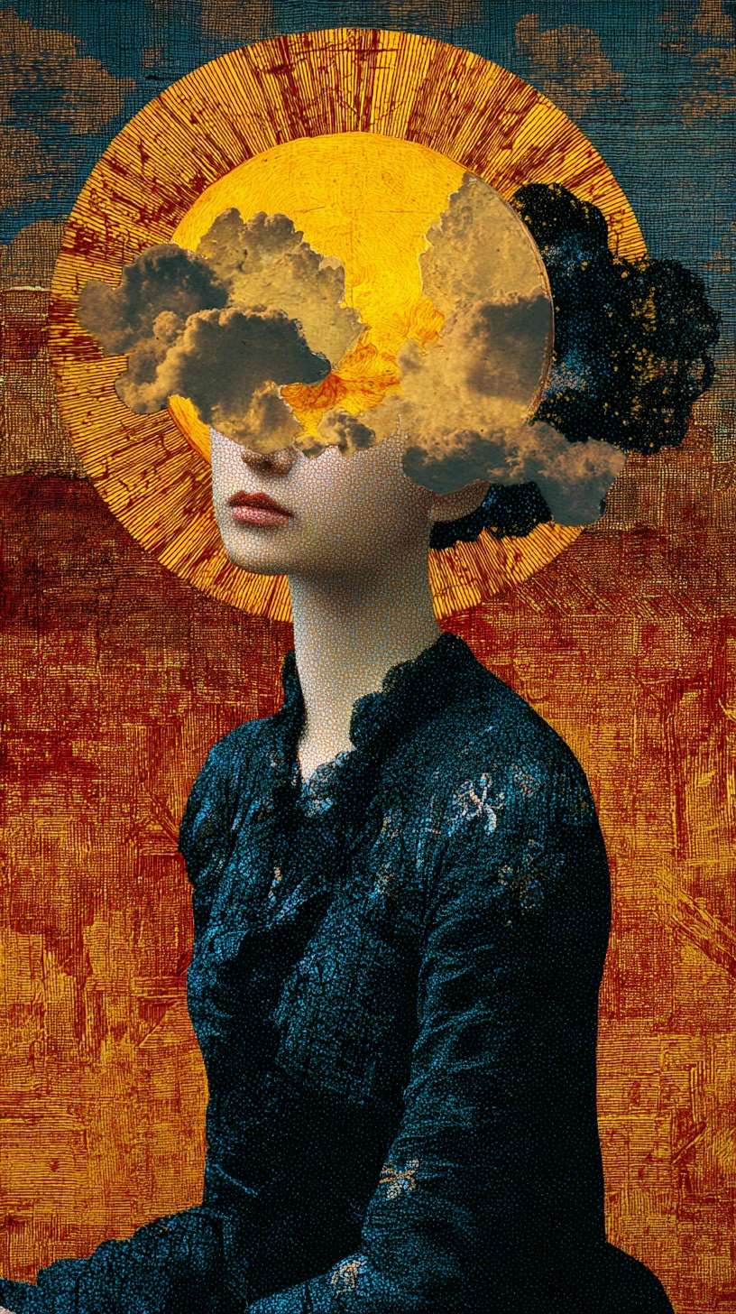 Surreal vintage collage expressing personal happiness and joy