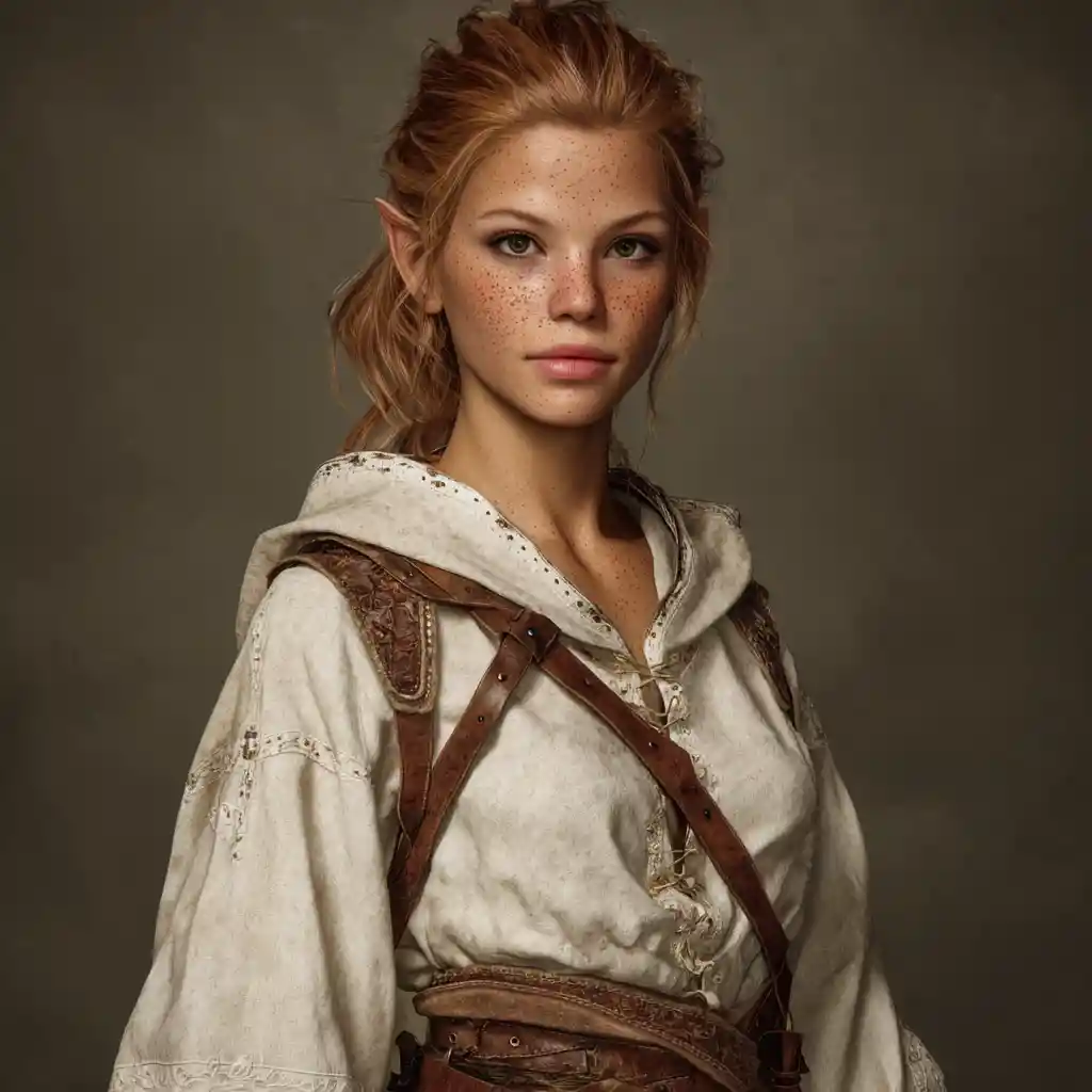 Elf witch healer in cream robes with white magic