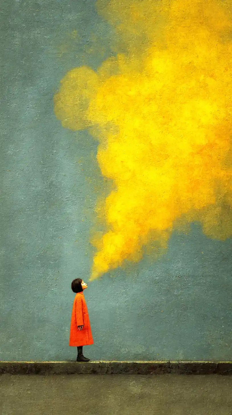 Joyful surreal anime illustration of choosing self happiness