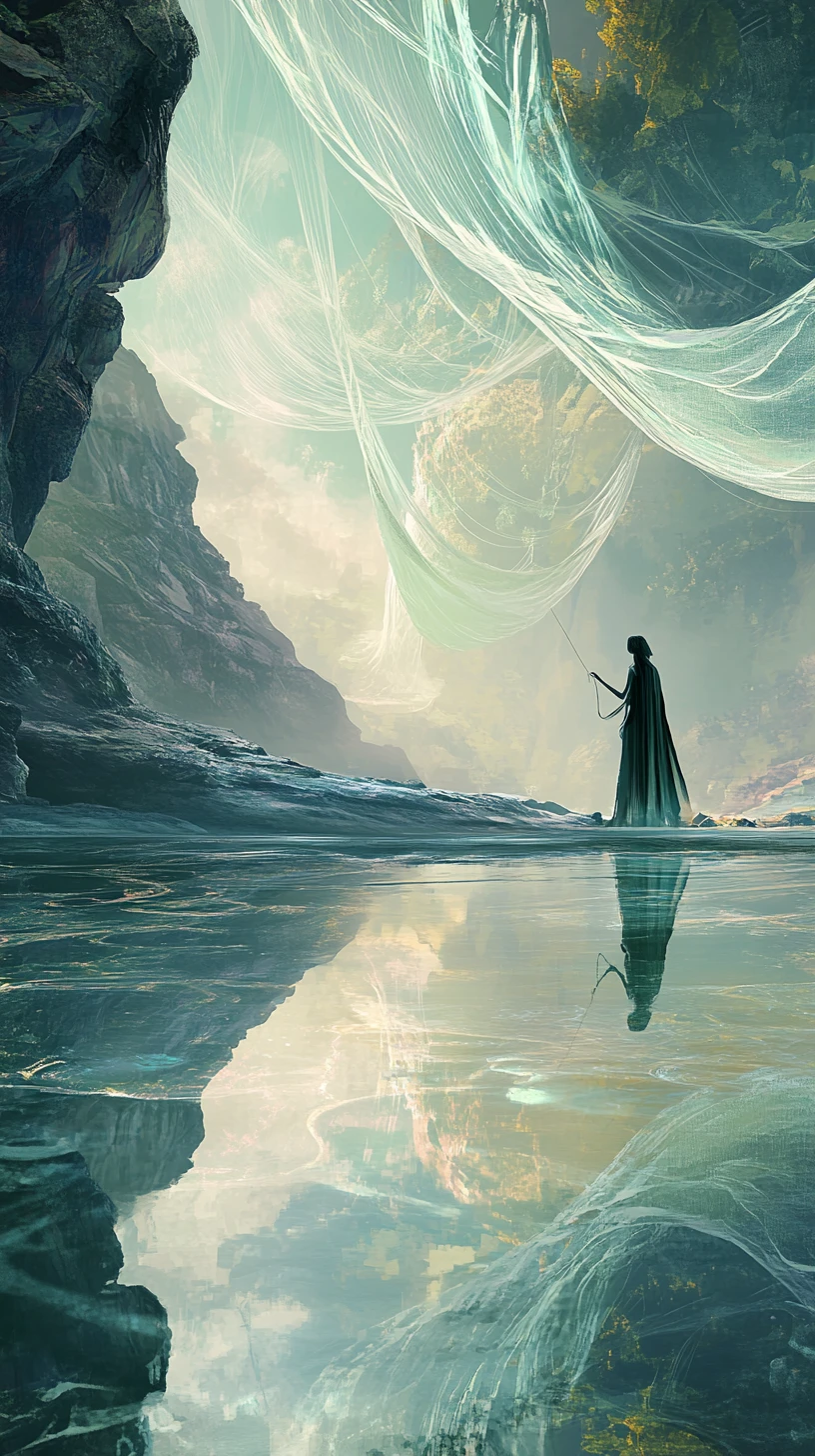 Serene Lake With Mystical Floating Canopy And Reflections