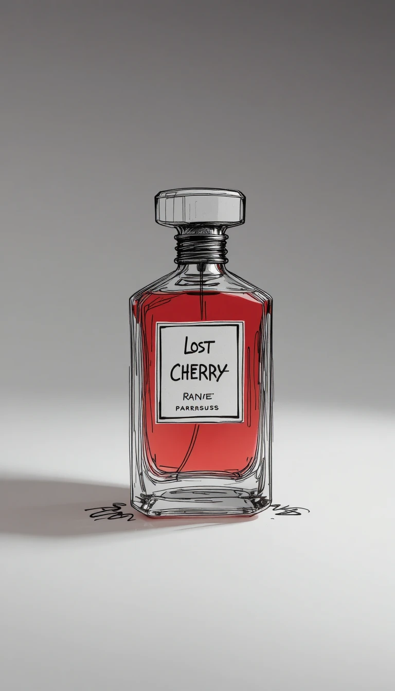 Perfume Bottle Blended With Playful Hand Drawn Cartoon Figure