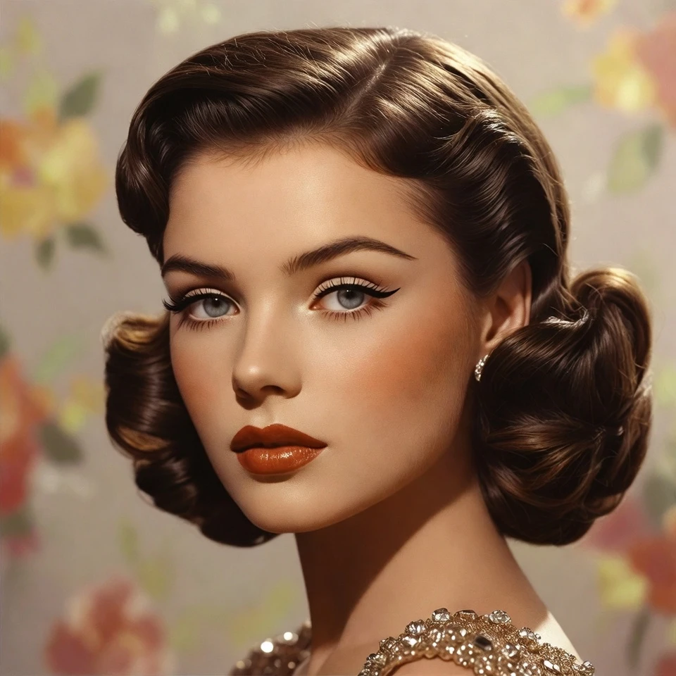 Elegant vintage woman portrait with classic hollywood glamour