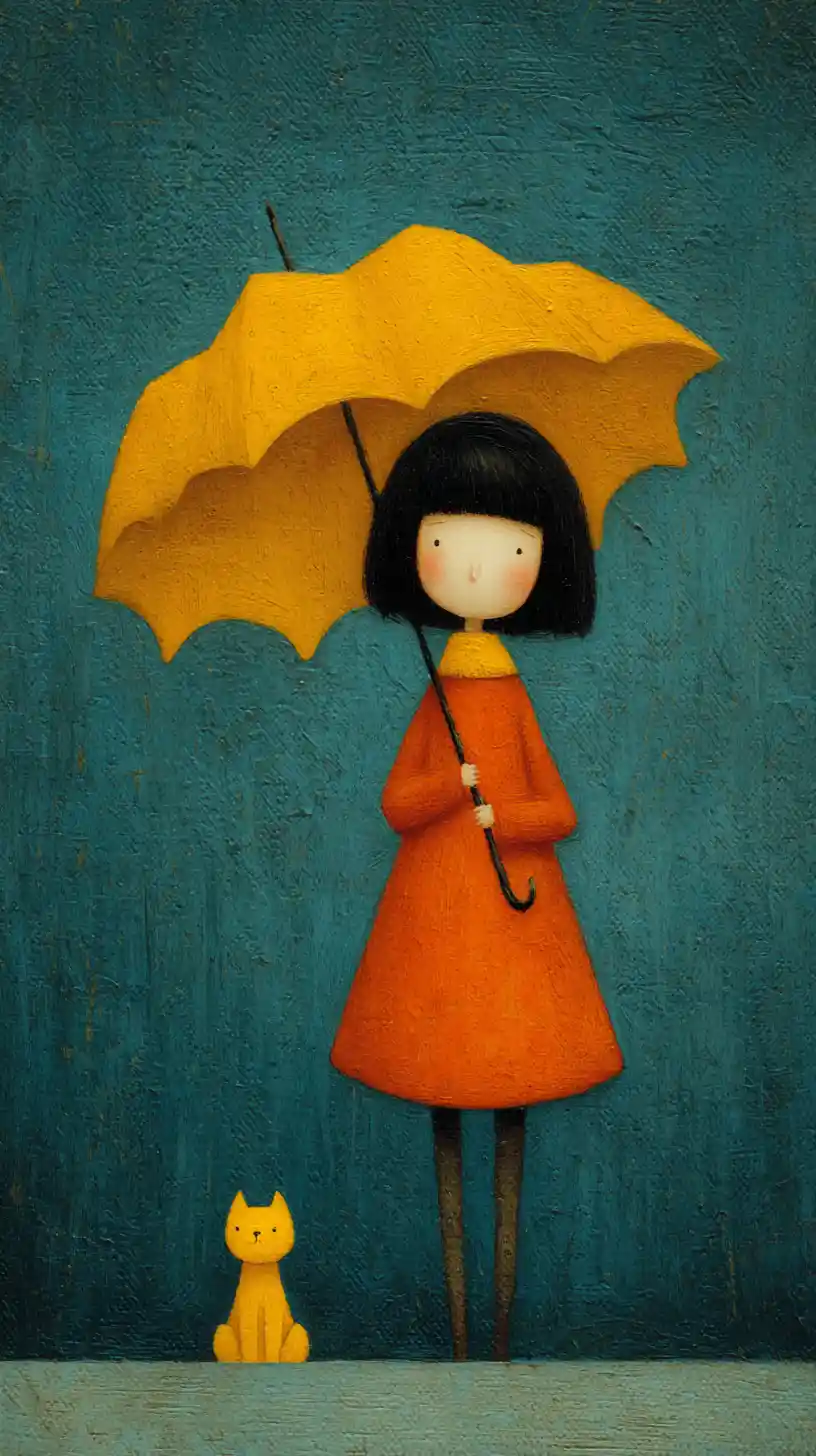 Surreal joyful illustration with bold contrasting pop colors