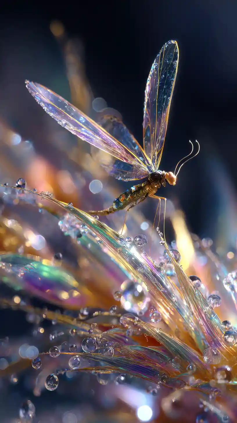 Ethereal Fantasy Creature Surrounded By Iridescent Crystalline Shards