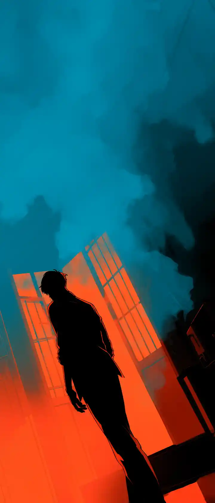 Anime detective walking through room with thermal lie trails