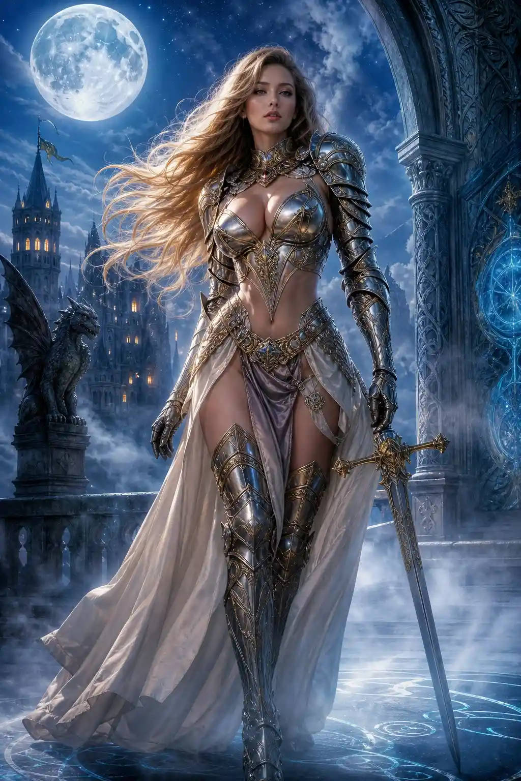 Romantic digital painting of a medieval warrior woman
