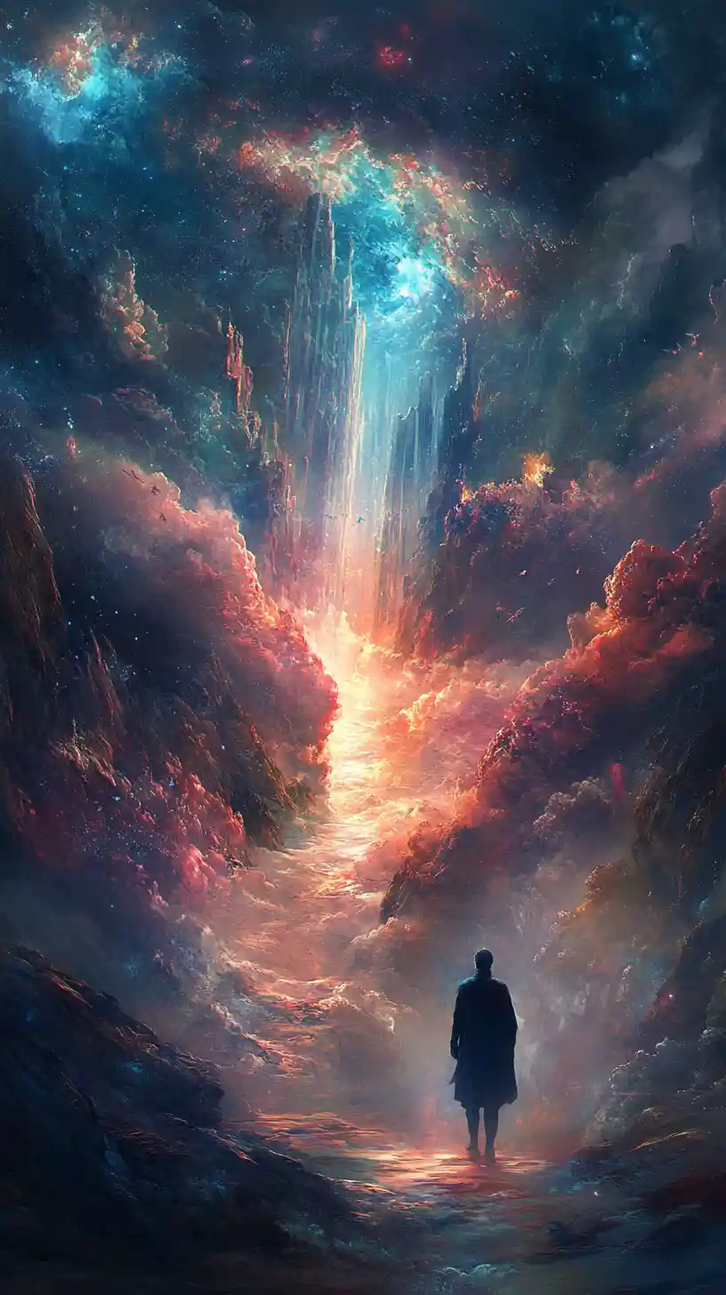 Lonely faceless figure standing alone in a silent oasis