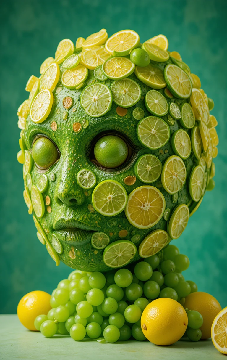 Whimsical citrus and watermelon head made from fresh fruit