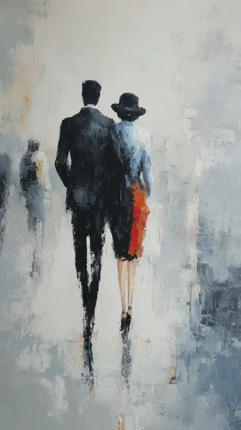 Solitary figure drifting forward with a reflective mood