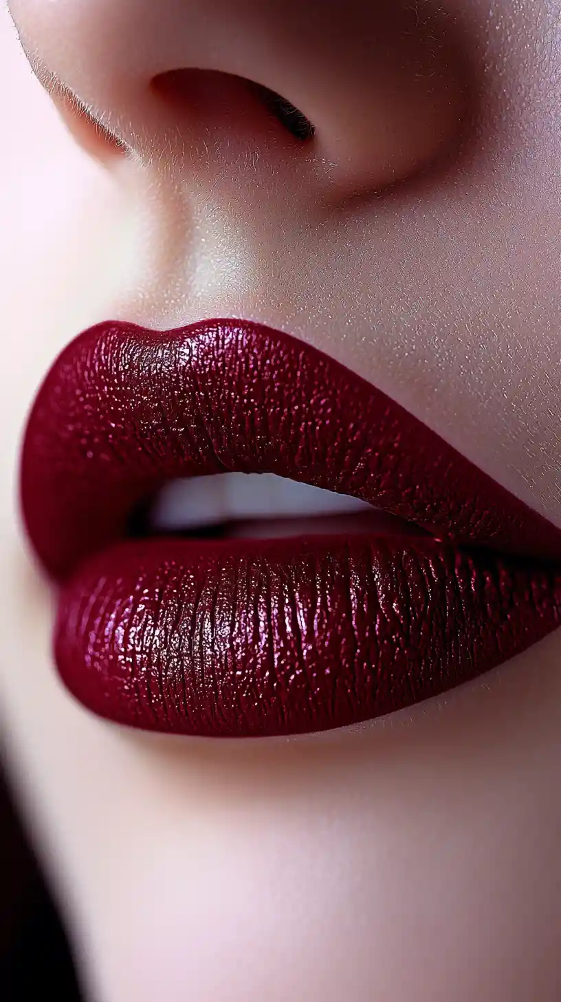 Korean beauty close up with soft blurred semimatte lips