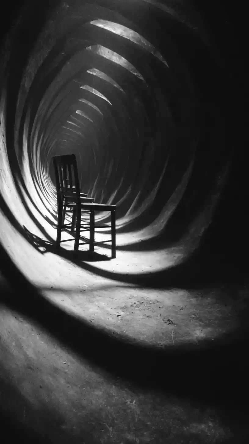 Solitary figure drifting forward with passing moments