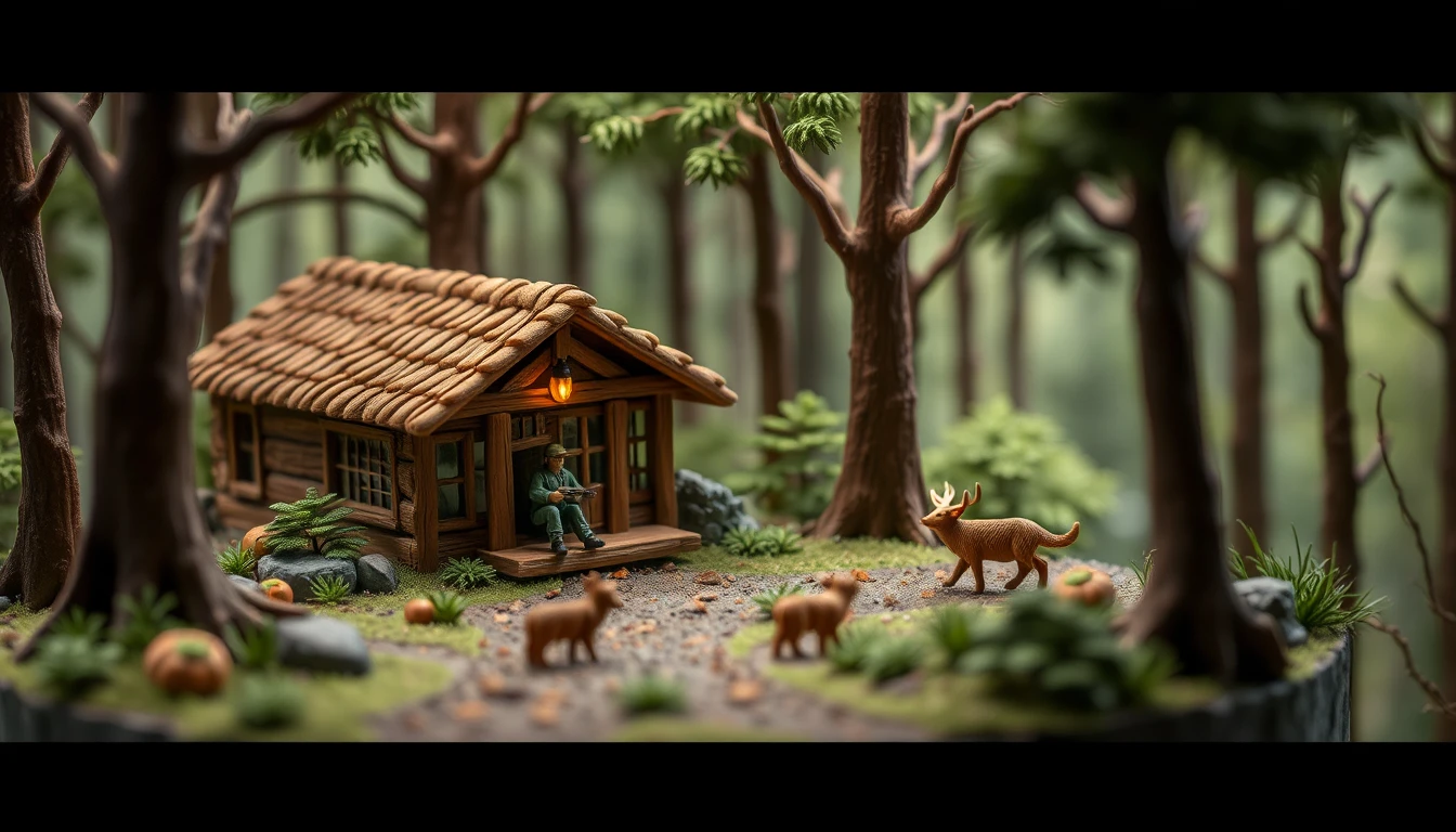 Forest gamekeeper in a clay style woodland scene