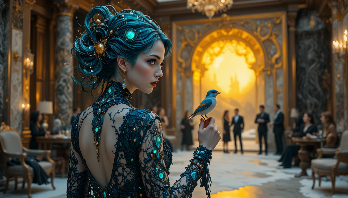 Couple Dancing Intimately In A Dimly Lit Grand Ballroom
