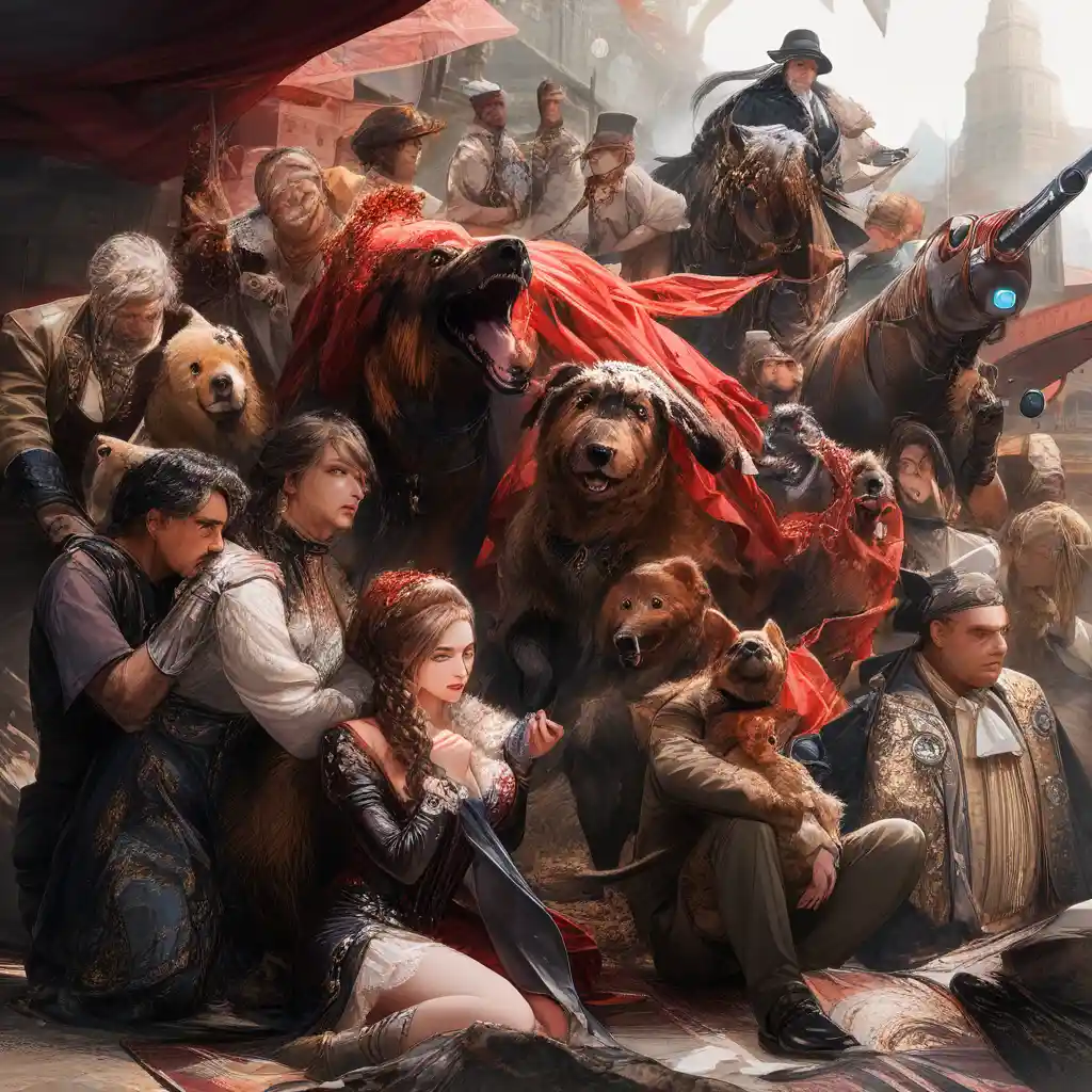 Group of kids and their dog having fun at area 51