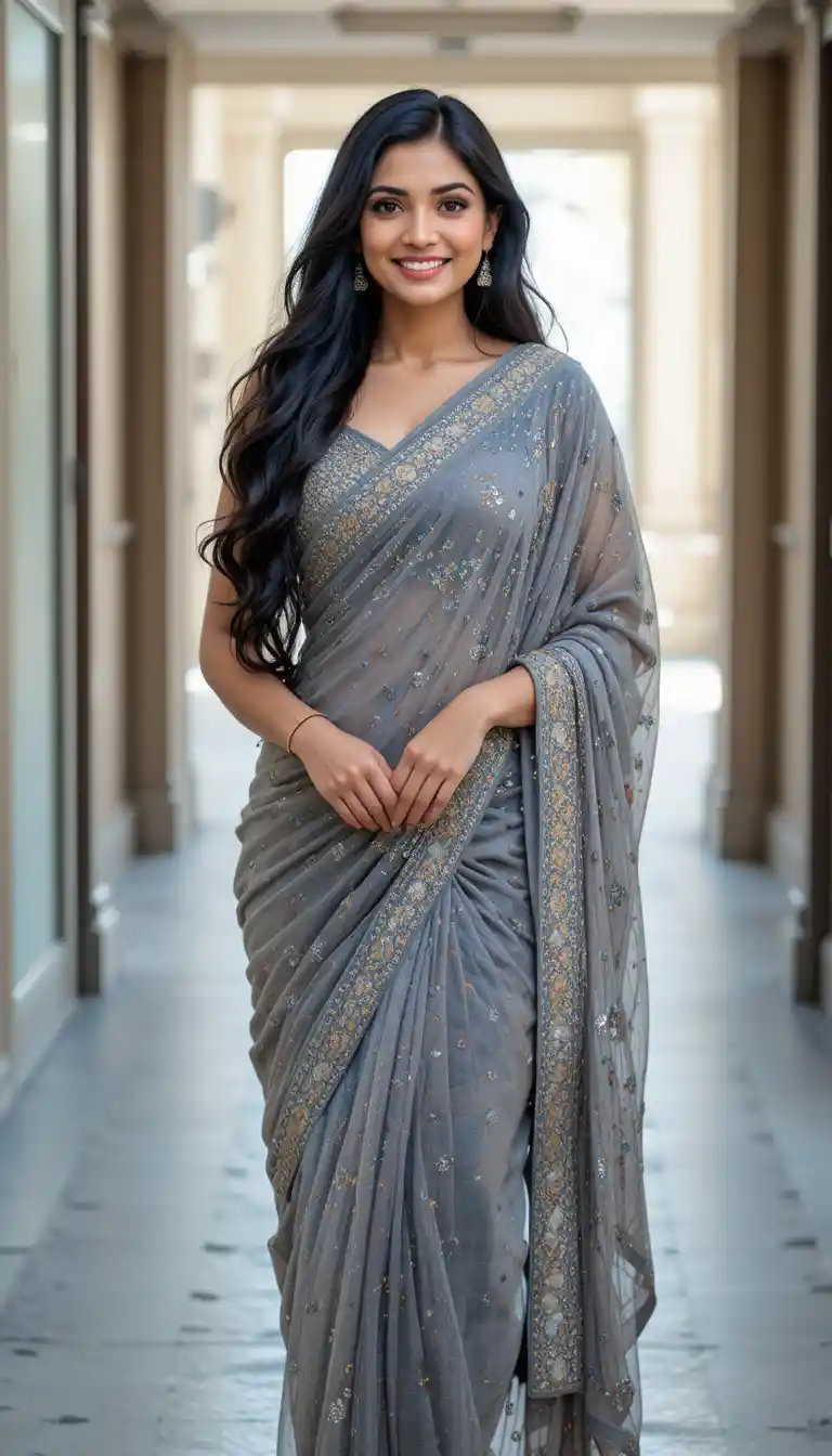 Confident Indian woman in a modern traditional outfit