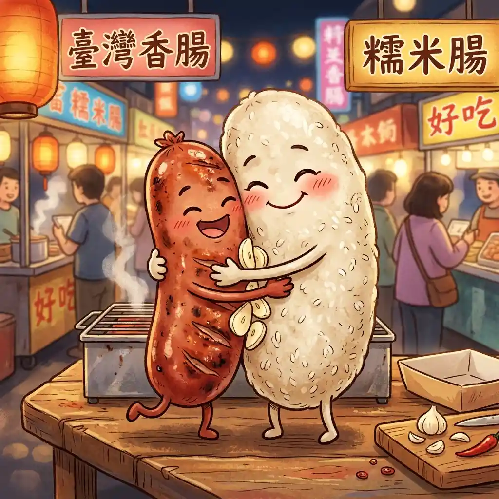 Cartoon Taiwanese Sausage Hugging Sticky Rice Sausage Friend