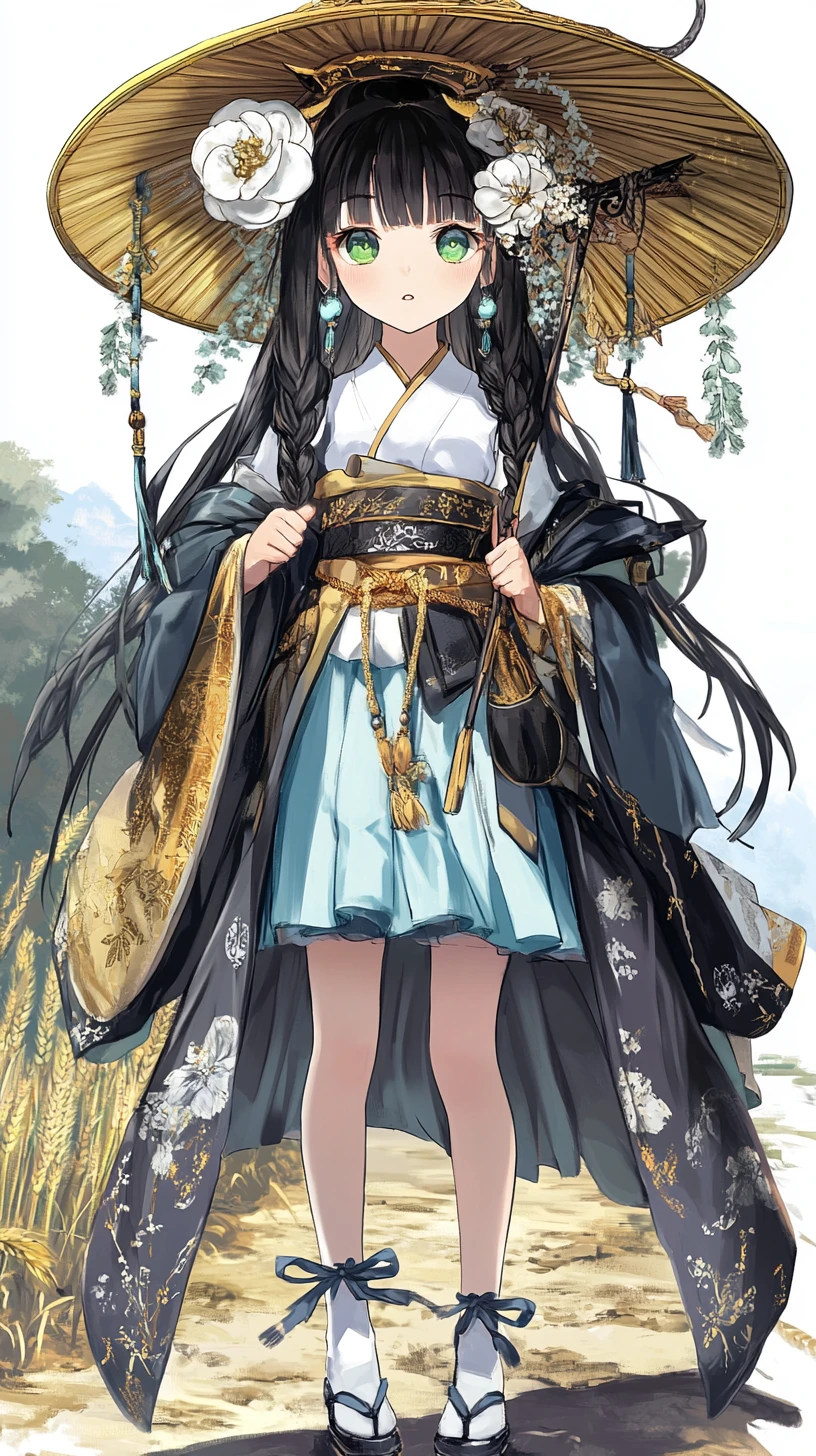 Elegant anime girl with braid and ornate staff