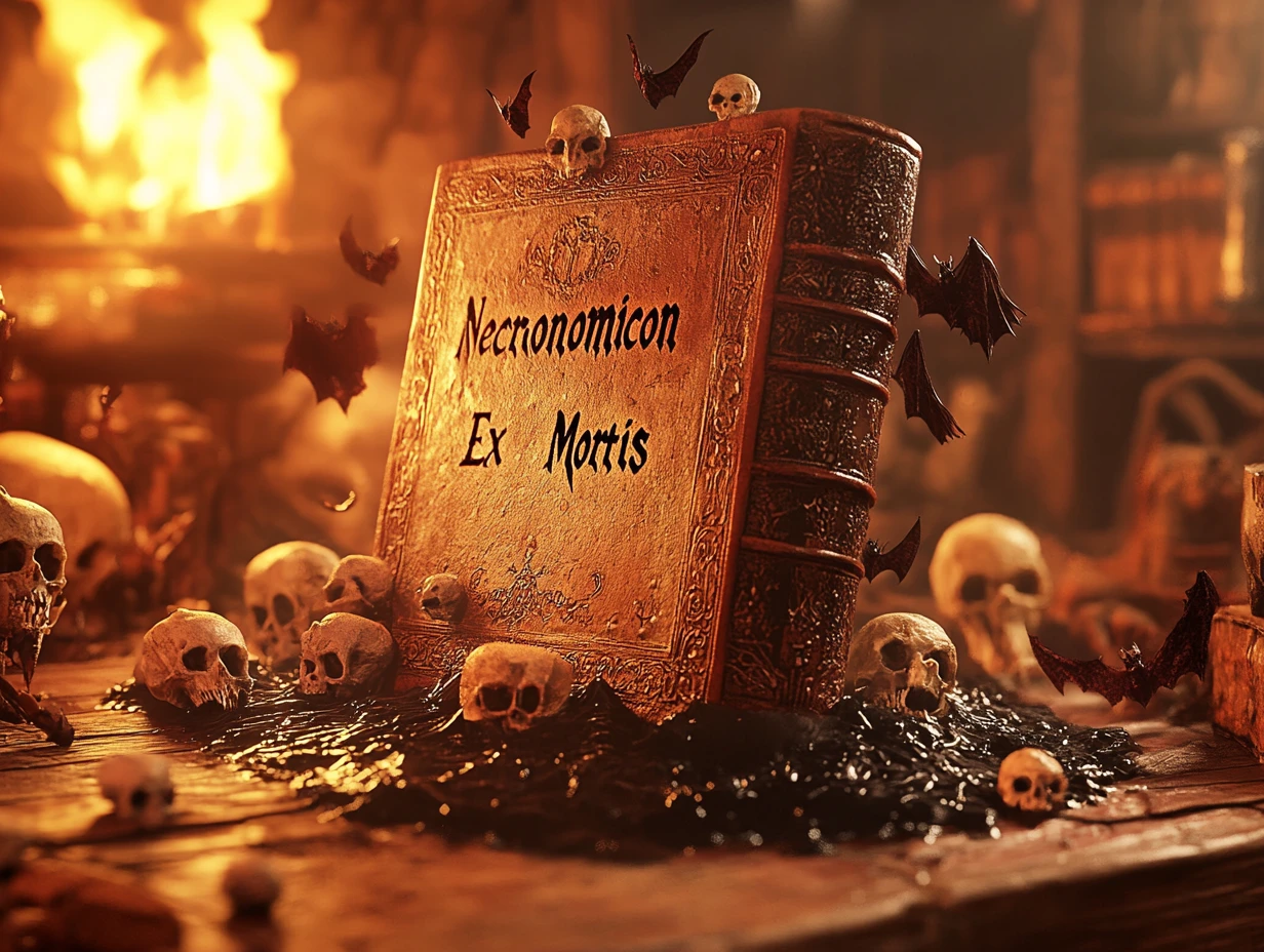 Demonic entities emerging from an ancient cursed book