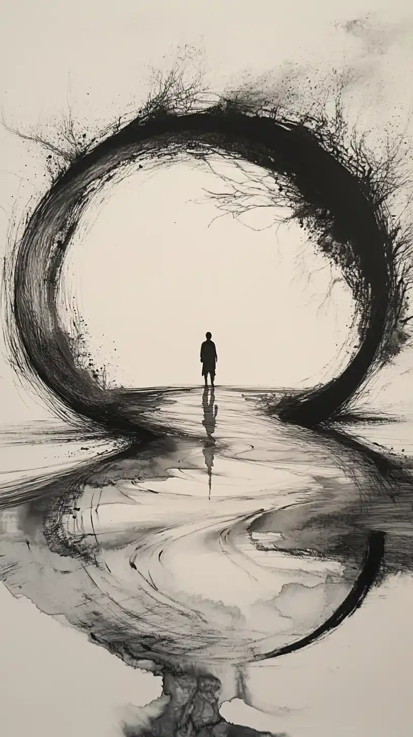 Spilled Ink River Forming A Perfect Endless Circle