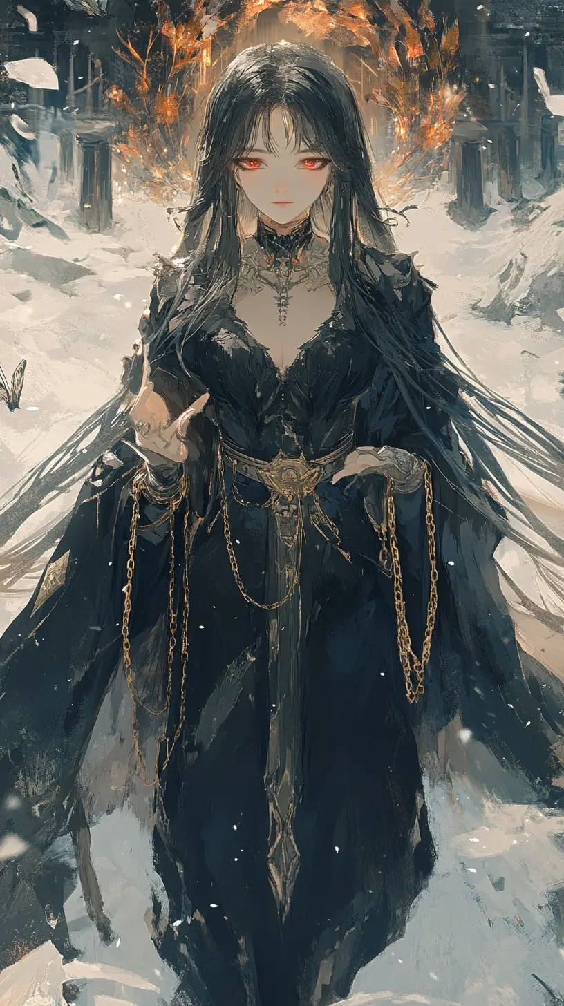 Anime girl summoning green crystal in desert ruins