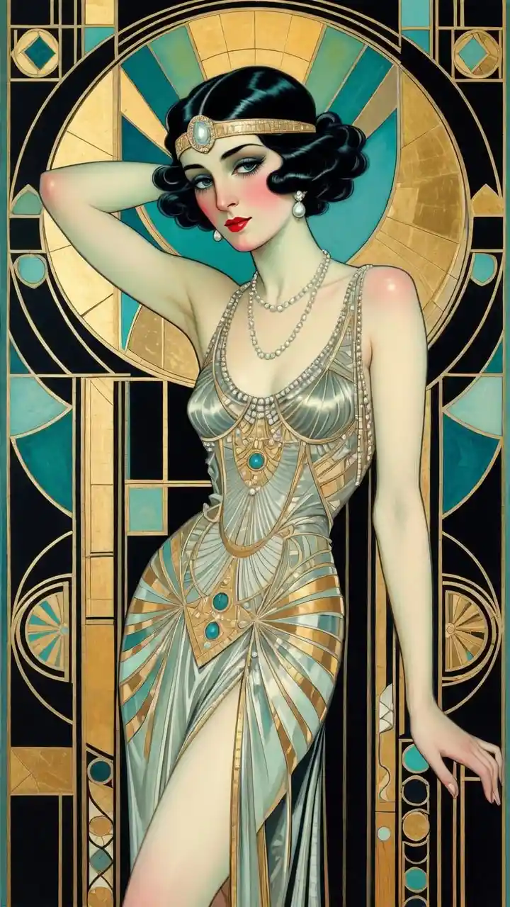 Glamorous Art Deco portrait of a stylish woman