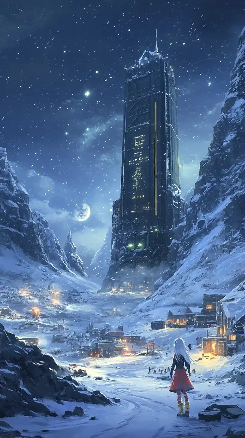Anime girls at an arctic research station in a snowstorm