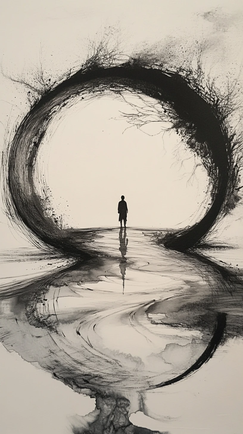 Spilled Ink River Forming A Perfect Endless Circle