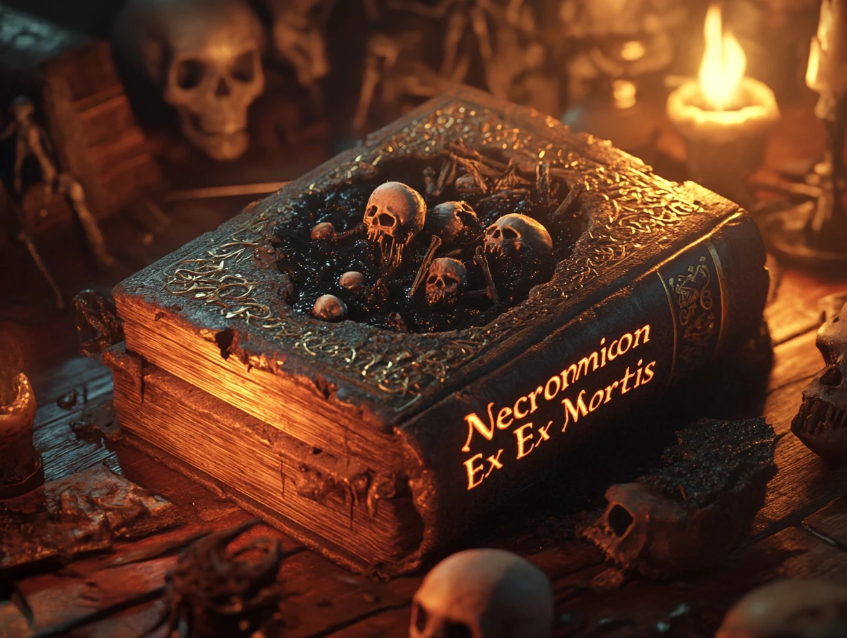 Demonic entities emerging from an ancient cursed book